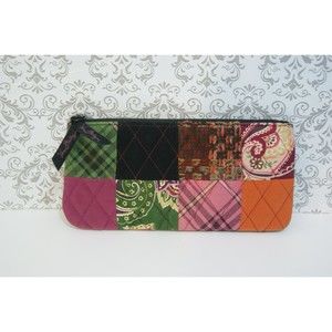 Vera Bradley Patchwork Cosmetics Bag Makeup Brushes Art Pencils Pens Fall Zipper
